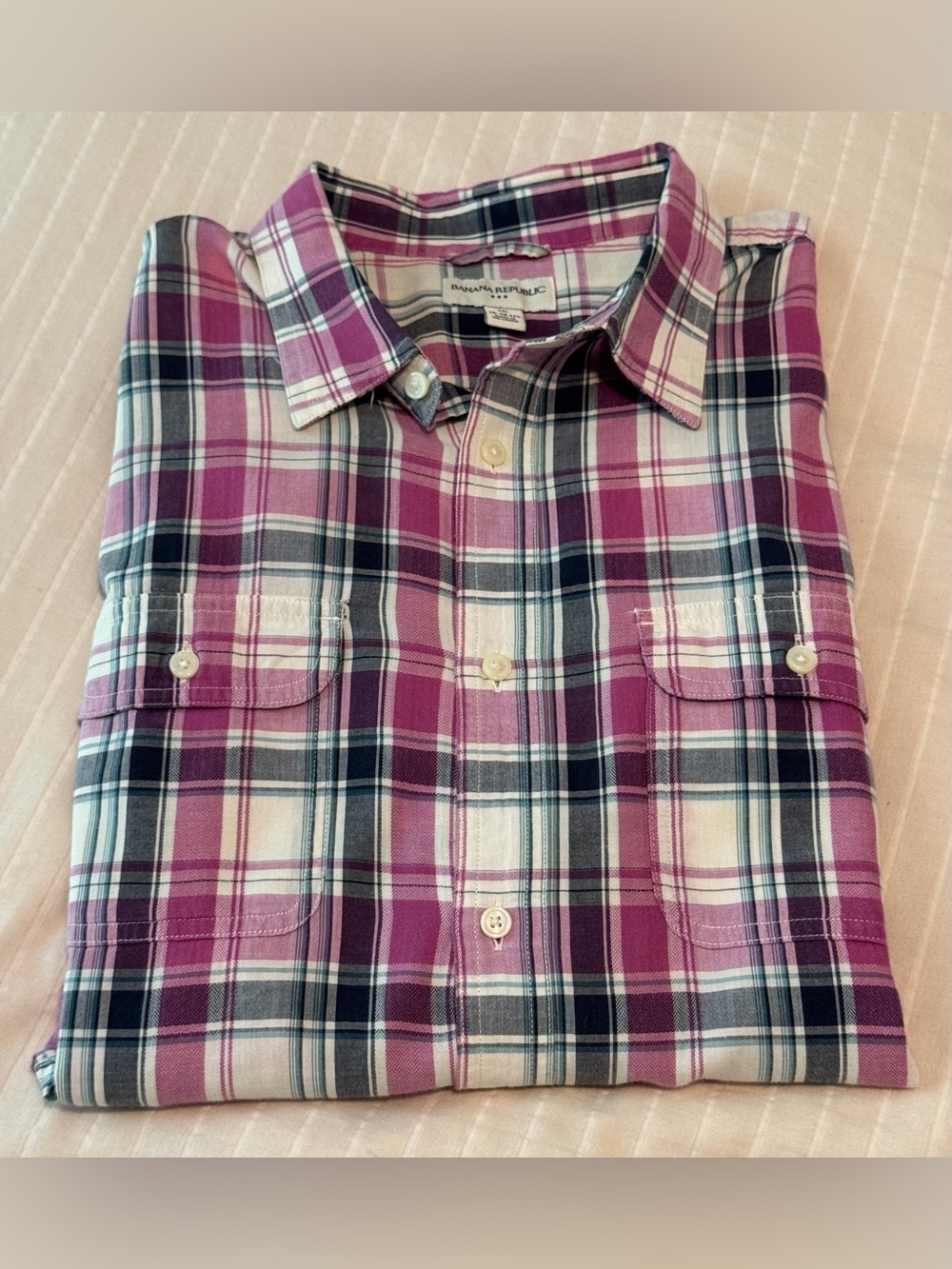 Banana Republic Cotton Plaid Button Down Shirt - Men's XXL